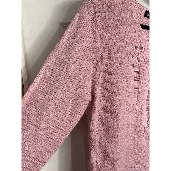 Cottage Country Raffia Loose Knit Sweater Women Pink Medium Pina‎ Lia - Picture 5 of 10